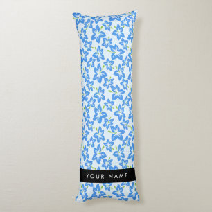 Coussins Longs Hibiscus Bleu, Fleurs Bleues, Votre Nom