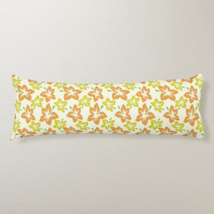 Coussins Longs Hibiscus Jaune, Hibiscus Orange, Modèle Floral