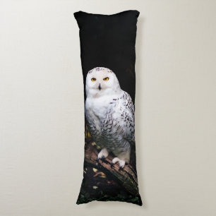 Coussins Longs Hibou des neiges majestueux d'hiver