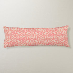 Coussins Longs Ikat Moorish Damask - pêche et corail rose