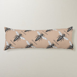 Coussins Longs Illustration Antique d'Insecte de Bourdon Reine Ab