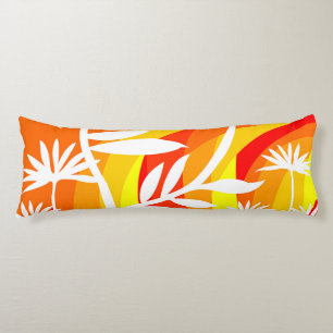 Coussins Longs Illustration botanique orange et blanc