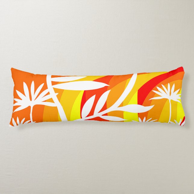 Coussins Longs Illustration botanique orange et blanc (Devant)