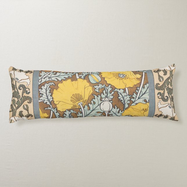 Coussins Longs illustration d'art pavot fleur jaune (Dos)