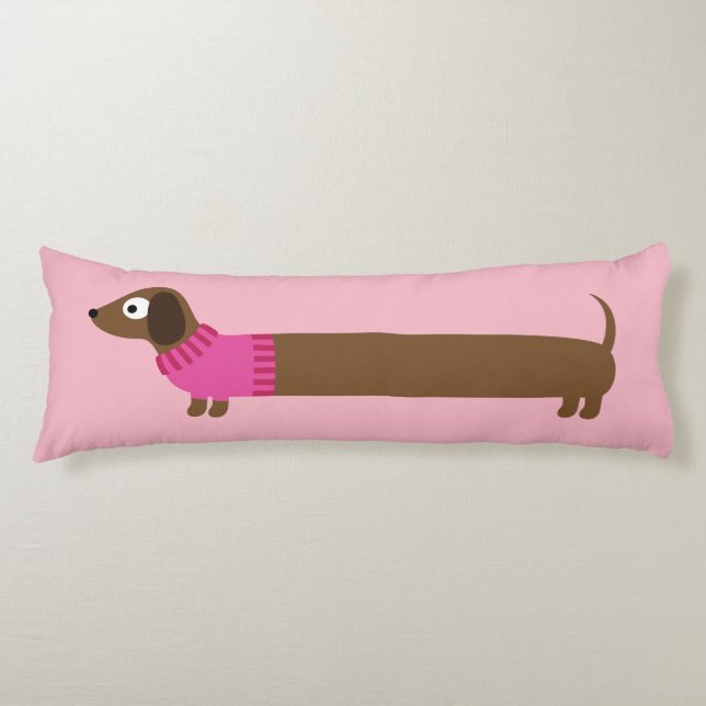 Coussins Longs Illustration de mignons longs Dachshund (Devant)