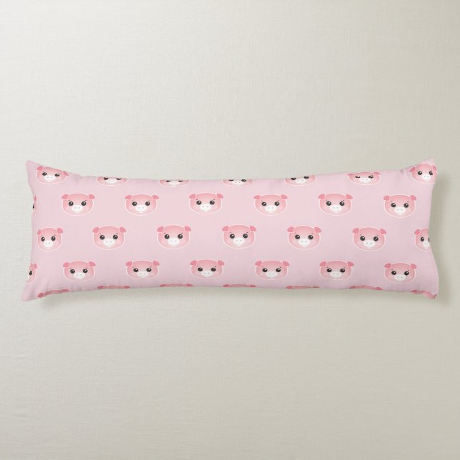 Coussins Longs Illustration de porc rose pâle de Kawaii (Devant)