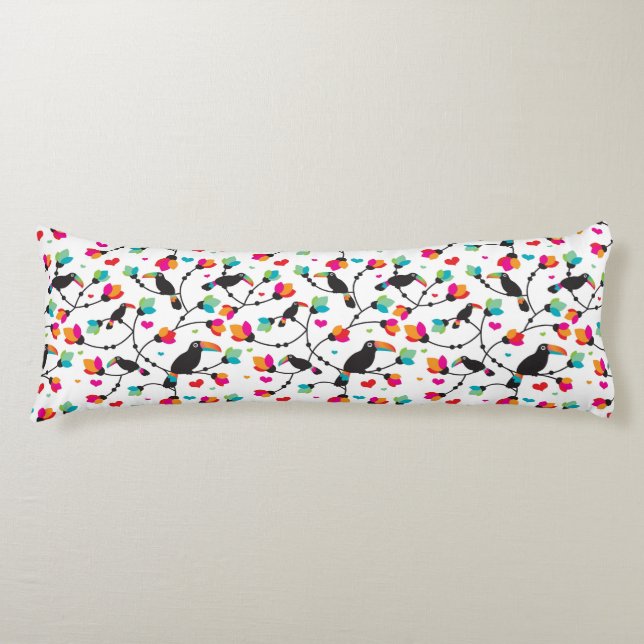 Coussins Longs illustration tropicale d'oiseau mignon de toucan (Devant)