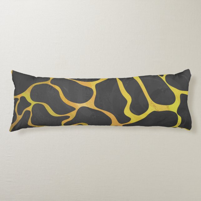 Coussins Longs Impression Giraffe noir et jaune (Devant)