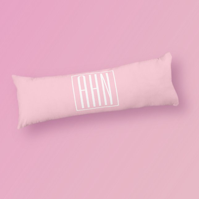 Coussins Longs Initiales Monogramme | Blanc Sur Rose Clair (Créateur téléchargé)