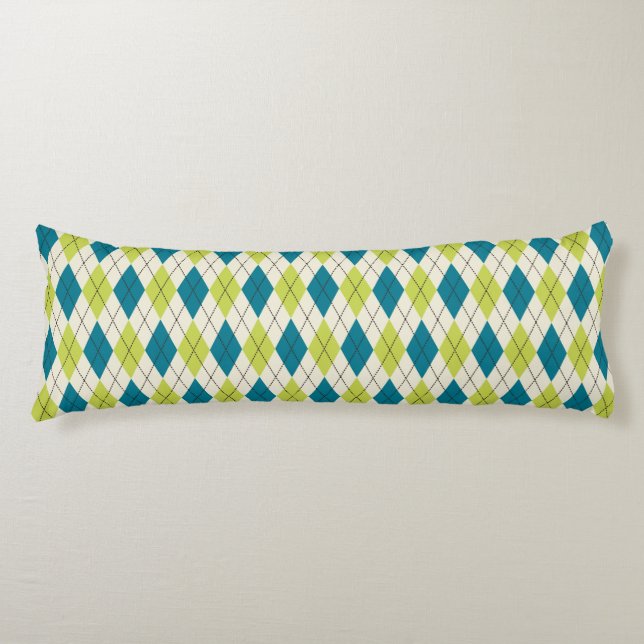 Coussins Longs Jacquard bleu et vert (Devant)