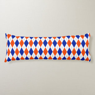Coussins Longs Jacquard Preppy traditionnel en orange et bleu