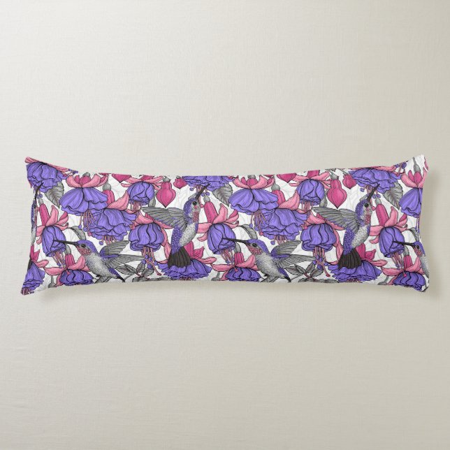 Coussins Longs Jardin des colibris en rose et rose (Devant)