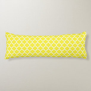 Coussins Longs Jaune Blanc Motif Quatrefoil Marocain #5