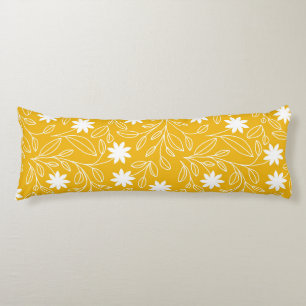 Coussins Longs Jaune de fleurs blanches modernes