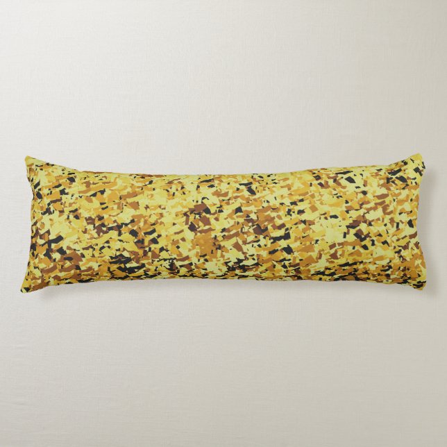 Coussins Longs Jaune mélangé avec un Motif Abstrait noir (Devant)