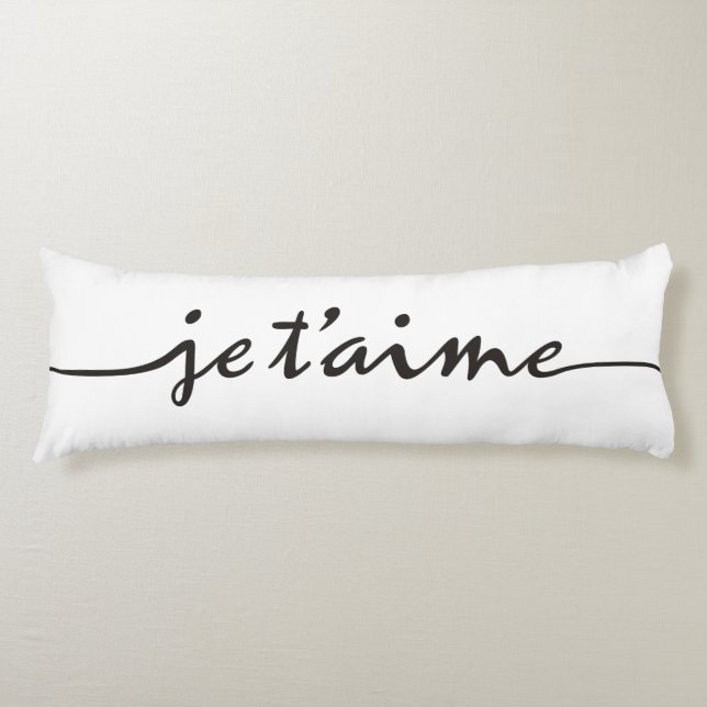 Coussins Longs je t'aime - Je t'aime en français - noir (Devant)