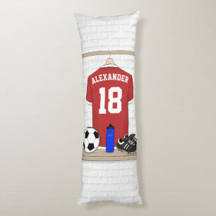 Coussins Longs Jersey de football rouge et blanc personnalisé