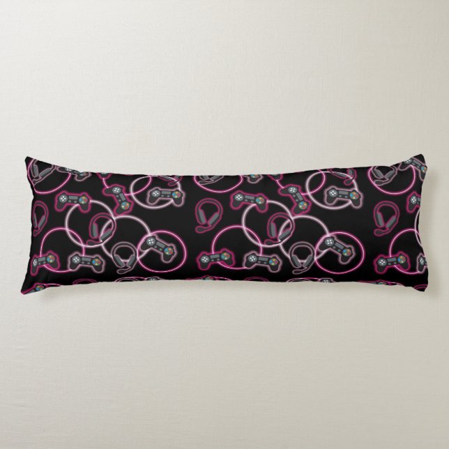 Coussins Longs Jeu vidéo Neon Rose Girls Motif (Devant)