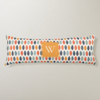 Coussins Longs Joli Motif de Monogramme Botanique Bleu Bleu Orang