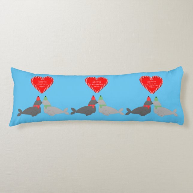 Coussins Longs Joli Seals de baiser de Noël (Devant)