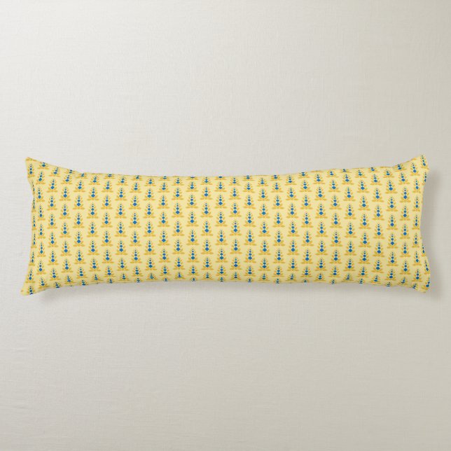 COUSSINS LONGS JOLIMENT JAUNE ET BLEU MOTIFS FLORAUX (Devant)