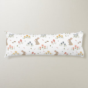 Coussins Longs Joyeux Bunny de Pâques Fleurs sauvages mignonette 