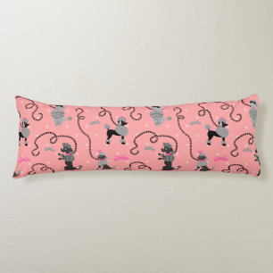 Coussins Longs Jupe de caniche rétro rose et Motif les années 50 