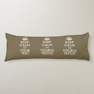 Coussins Longs KEEP CALM personnalisé et votre texte pour Brown