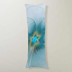 Coussins Longs La petite Beauté Moderne Bleu Or Fractal Flower