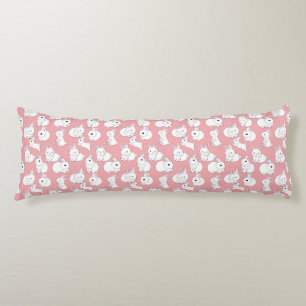 Coussins Longs Lapins blancs motif 01.bw LPink BG