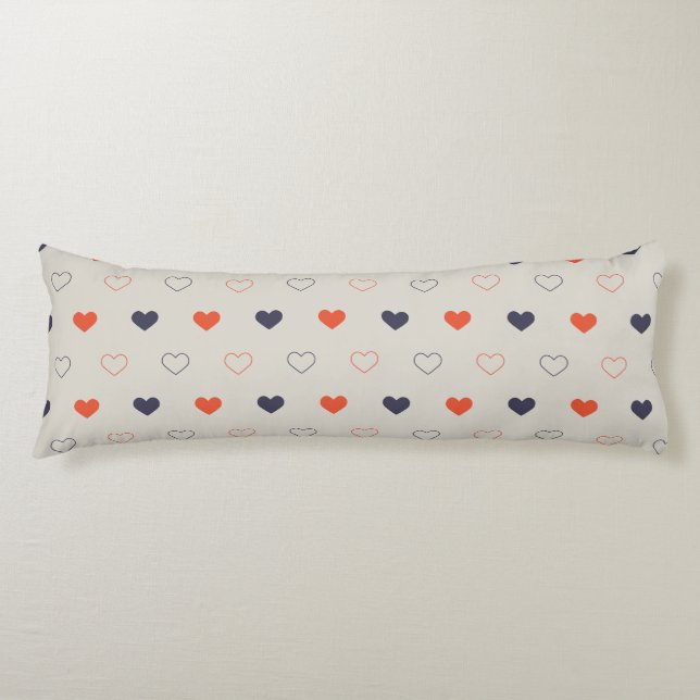 Coussins Longs Large - Lovely hearts / orange cream dark (Devant)