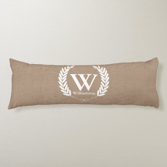 Coussins Longs Laurelles de blé blanc de Burlap - Personnalisé (Devant)