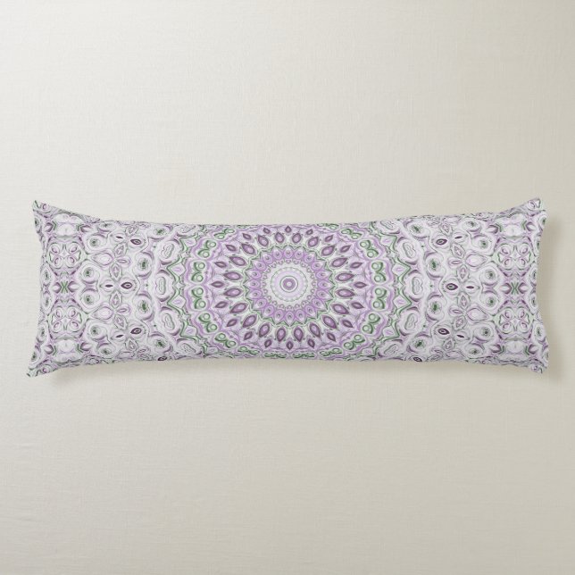 Coussins Longs Lavande et vert Mandala Motif Design (Devant)