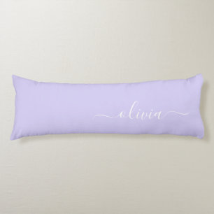 Coussins Longs Lavande Purple Script Moderne Fille Monogramme Nom