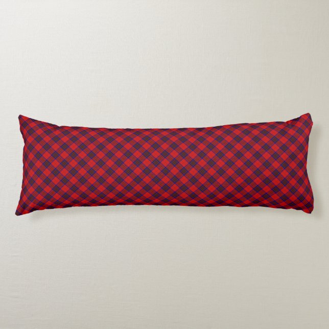 Coussins Longs Leslie tartan rouge bleu violet plaid (Devant)