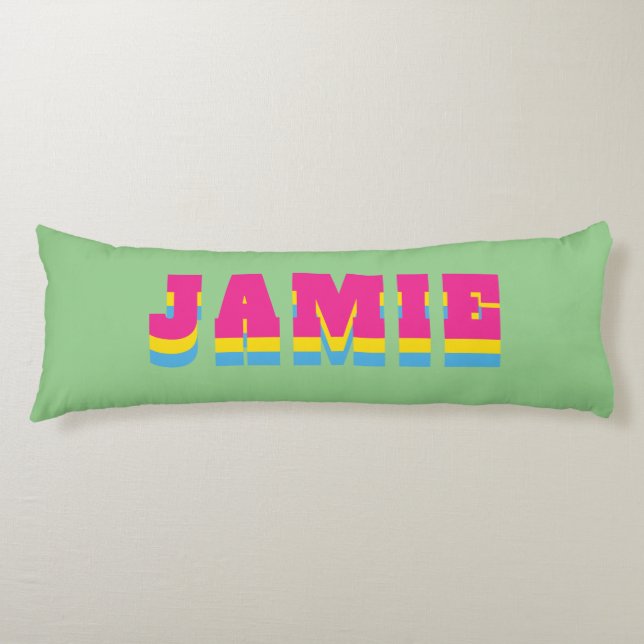 Coussins Longs LGBTQ Rainbow Pansexual Pride Nom personnalisé (Devant)