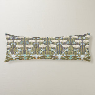 Coussins Longs Libellule et Lys Vintage Vert Sauge Art