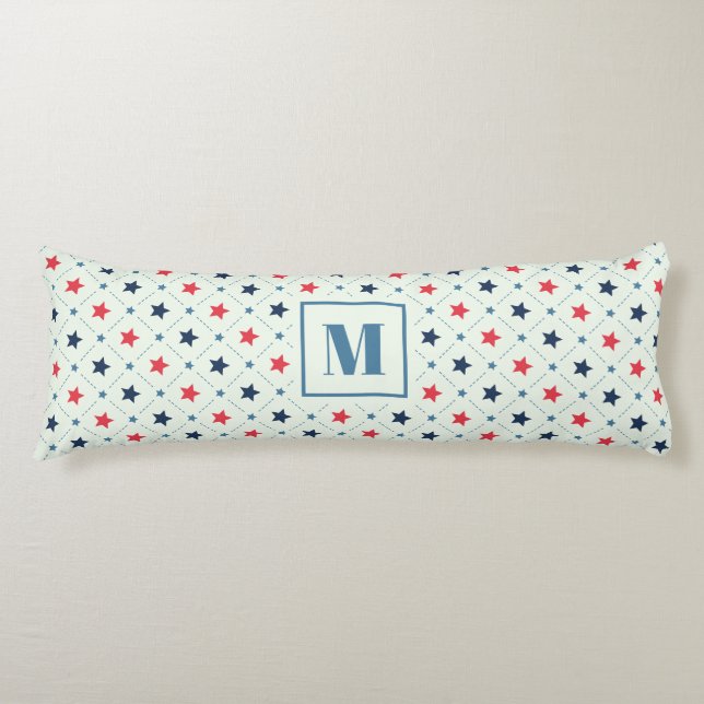 Coussins Longs Ligne de point bleu étoile rouge Motif géométrique (Devant)