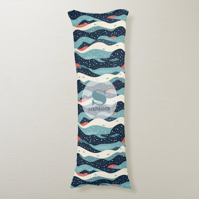 Coussins Longs Lignes Abstraites avec points de flocon de neige (Devant (Vertical))