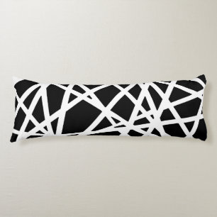 Coussins Longs Lignes blanches et formes noires irrégulières abst