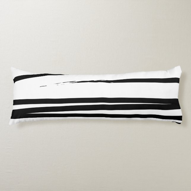 Coussins Longs Lignes noires et blanches modernes Art Abstrait (Devant)