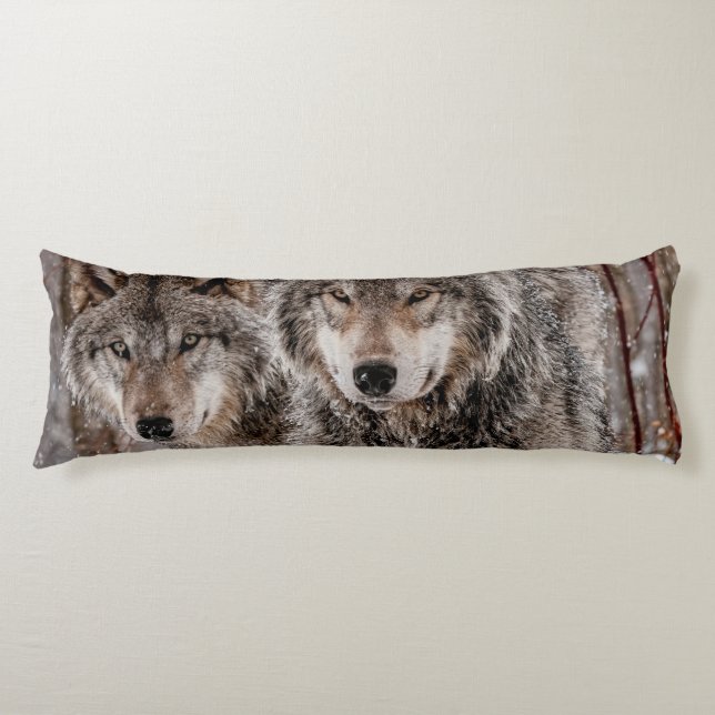 Coussins Longs Loup gris-oriental (Devant)