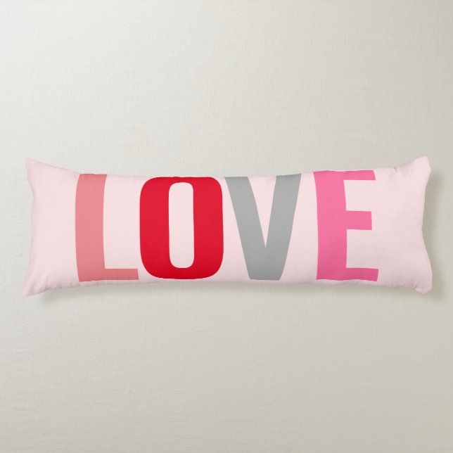 Coussins Longs Love Valentines Blush Pink Typographie rouge (Devant)