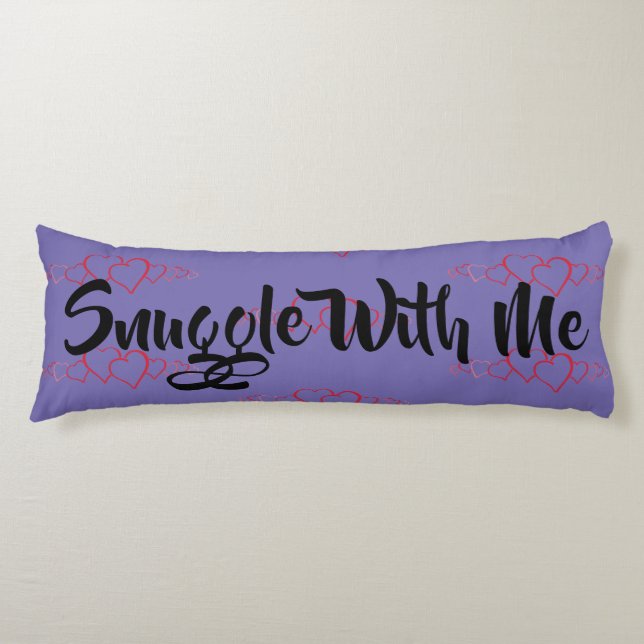 Coussins Longs Lutter Avec Moi Coeurs Rouges Violet (Devant)