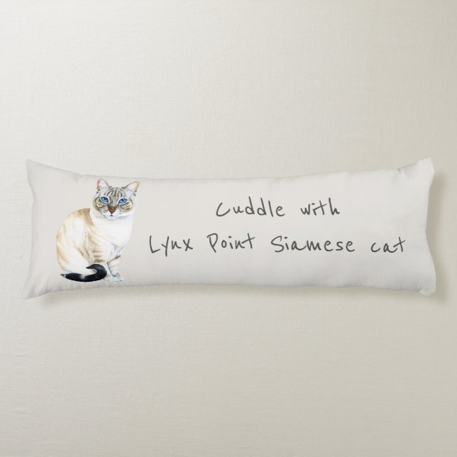 Coussins Longs Lynx Point Siamese Chat Personnalisé (Devant)