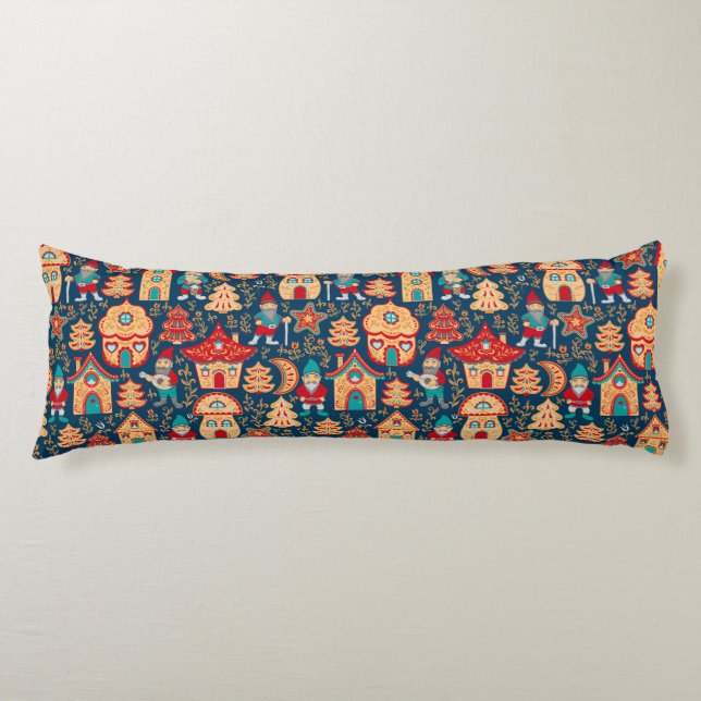 Coussins Longs Maisons et Gnomes nordiques en gros | Scandinave (Devant)