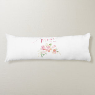 Coussins Longs Maman Etabli Rose Rose Aquarelle Florale Blanc