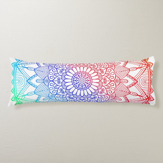 Coussins Longs Mandala Arc-en-ciel (Devant)