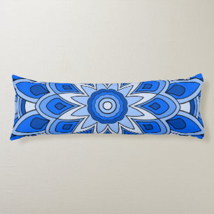 Coussins Longs Mandala en bleu