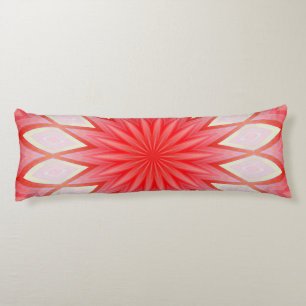 Coussins Longs Mandala floral kaléidoscope blanc et rouge en étoi